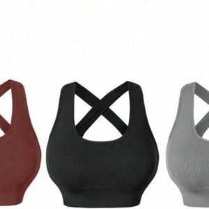 Women's Cross-Back Bralette - Black, Gray, and Brown